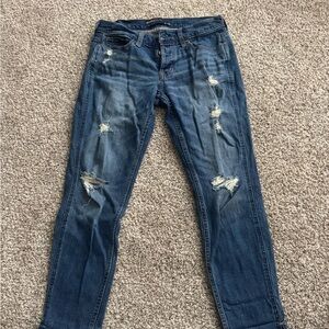Hollister Low Rise Boyfriend Distressed Blue Jeans